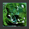 3D Green Mountain Landscape With Flowing Blue Waterfall And White Clouds