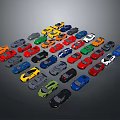 Colorful Model Cars In Various Colors And Styles Arranged On