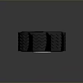Black Car Tire With Silver Alloy Rim And Detailed Tread Pattern