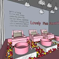Pink Beauty Hair Salon Interior With Nail Art Eyelash Services And Styling Space