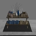 Wooden Wardrobe With Shelves Holding Bags Vase Decorations And Folded Clothes
