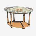 Elegant Round Console Table with Marble Top and Wooden Legs Design