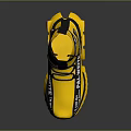 Stylish Yellow Black High-Top Shoes with Branded Text and Thick Chunky Sole Design