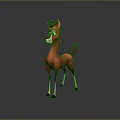 Red Cartoon Pony Standing with Brown Mane Tail White Face Legs on Gray Background Reflection