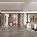 Modern Living Room Interior with White Sofa Armchairs Coffee Table and Herringbone Rug