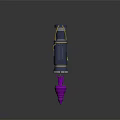 Futuristic Rocket Launcher Weapon Featuring Blue Body Yellow Accents And Purple Metallic Tip
