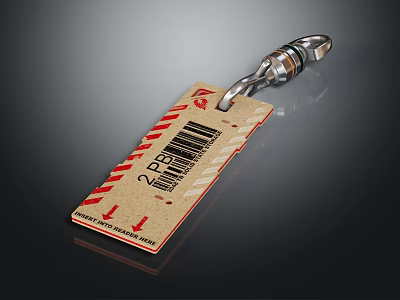 Phone Digital Accessories Paper Tag With Barcode 2 PCS And Metal Ring Design 3d model
