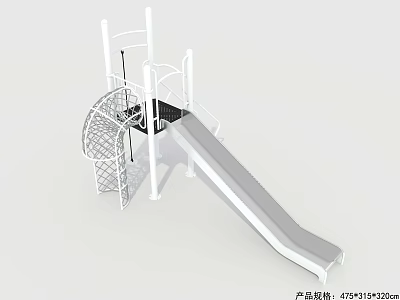 Fun Children's Play Area With Slide Climbing Net And Safe Play Structure 3d model