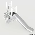 Fun Children's Play Area With Slide Climbing Net And Safe Play Structure