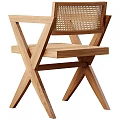 Natural Wooden Leisure Chair With Woven Backrest And Crossed Legs Design