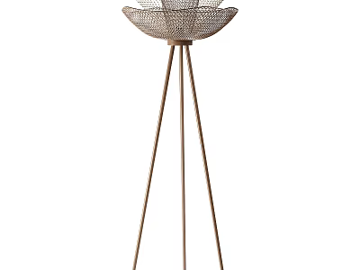 Minimalist Floor Lamp With Metal Mesh Shade And Tripod Stand 3d model