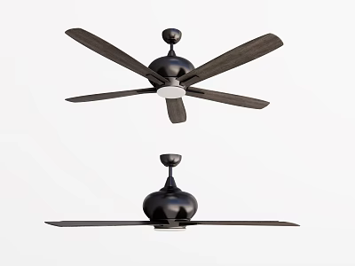 Modern Black Ceiling Fans With Five Blades For Home Interior Decoration 3d model