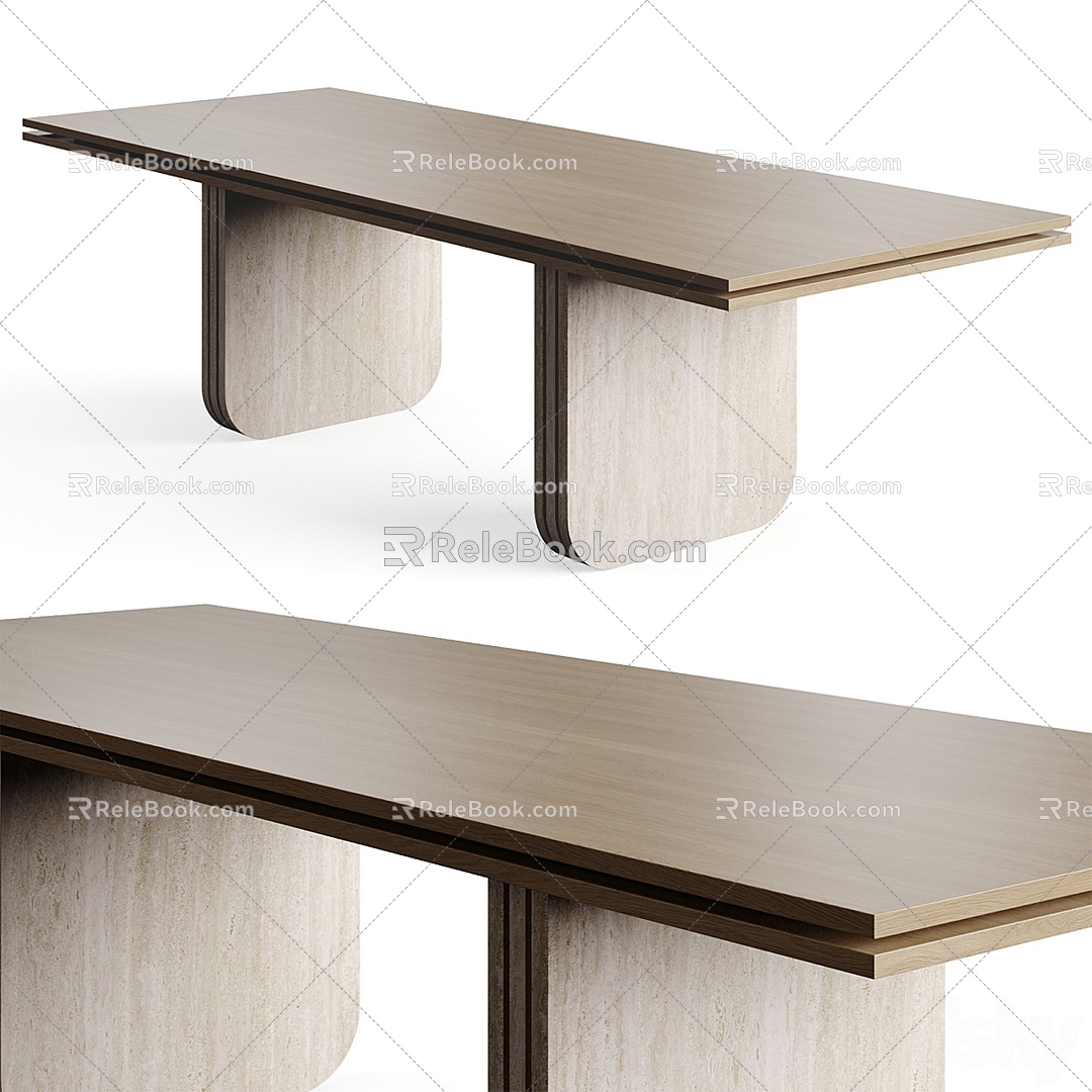 Fleur Delesalle simple solid wood dining table 3d model