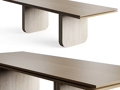 Modern Minimalist Dining Table With Light Wood Finish And Elegant Table Legs Design 3d model