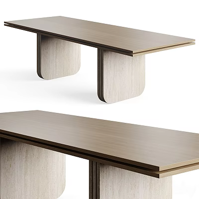Modern Minimalist Dining Table With Light Wood Finish And Elegant Table Legs Design 3d model