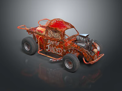 Rusty Red Modified Beetle Juice Car With Off Road Style And Large Tires 3d model