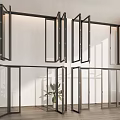 Modern Glass Folding Doors With Black Frame For Interior Home Space Design