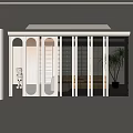 Modern Interior Partition With Glass Panels And Geometric Design Elements 3d model