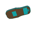 Red Handheld Device With Gray Blue Accents And Slot For Digital Use