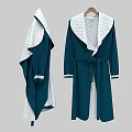 Various Style Bathrobes With Belted Quilted Trim And Matching Towels Slippers