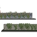 Green Vines With Flowers Growing On Iron Fence And Stone Wall Outdoor Decor
