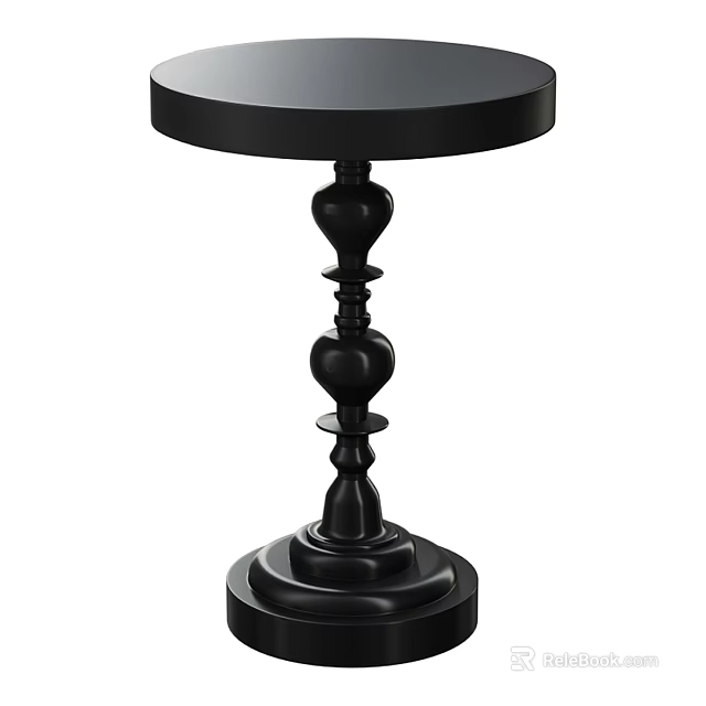 Modern Black Side Table With Decorative Curved Base And Round Smooth Top 3d model
