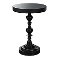 Modern Black Side Table With Decorative Curved Base And Round Smooth Top 3d model