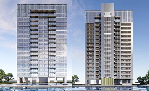 Modern Residential Building Simple Small High-rise Residential Building Public Facade 3d model