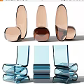 Modern Transparent Accent Chairs in Brown Blue Hues with Sleek Curved Design for Contemporary Interior