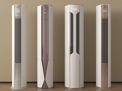 Modern Vertical Air Conditioner Fans With Four Unique Designs And Digital Screens 3d model