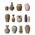 Rustic Ceramic Vessels Collection With Diverse Shapes Unique Patterns And Earthy Color Tones 3d model