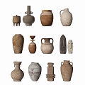 Wind Middle Ancient Clay Pot Ceramic Utensils Vase Ornaments Earth Bowl Chen Jewelry 3d model