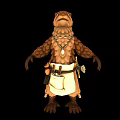 Otter Like Game Character With Brown Fur Necklace Belt Knife And White Apron