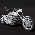 Custom Vintage White Motorcycle With Chrome Details Exposed Engine And Classic Wheels
