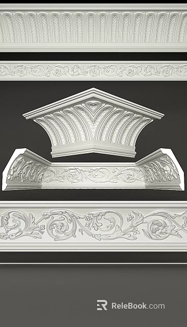 Ornate Interior Cornice Design With Elaborate Carved Patterns For Home Decoration 3d model 