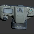 Retro Digital Camera with Large Lens and Blue White Design in Digital Products
