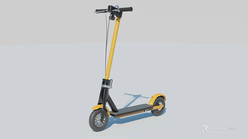 Modern Yellow And Black Scooter With Black Handlebar And Two Wheels 3d model 