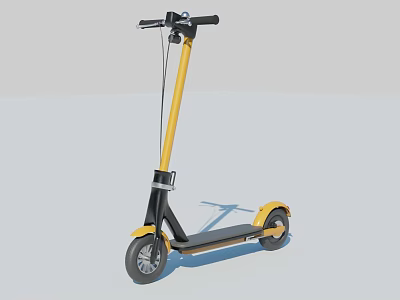 Modern Yellow And Black Scooter With Black Handlebar And Two Wheels 3d model