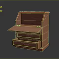 Red Wooden Clothing Storage Cabinet With Flip Top And Drawer Design