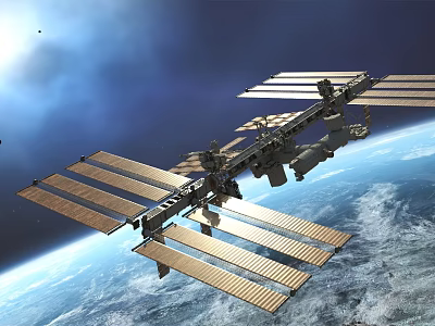 Smart Machine Operating As Space Station With Solar Arrays Orbiting Earth 3d model