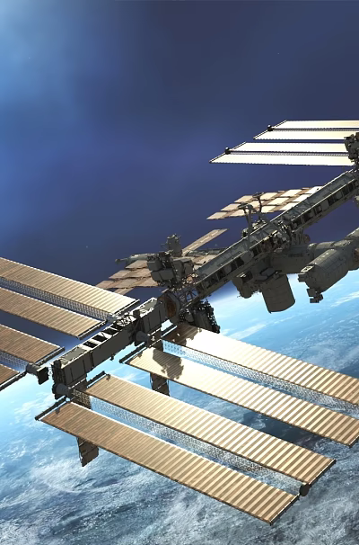 Smart Machine Operating As Space Station With Solar Arrays Orbiting Earth 3d model
