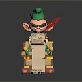 Christmas Elf With Green Hat Sitting On Stacked Books And Unfurled Scroll