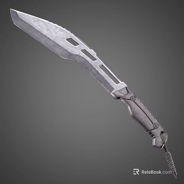 Tactical Military Style Knife With Textured Blade And Ergonomic Handle Design 3d model 
