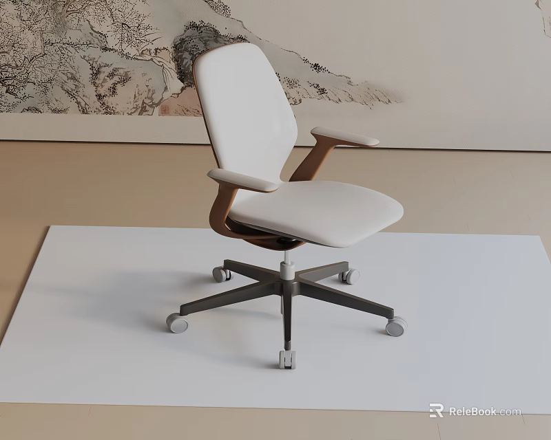 Ergonomic White Office Chair With Modern Design Adjustable Armrests And Swivel Casters 3d model 