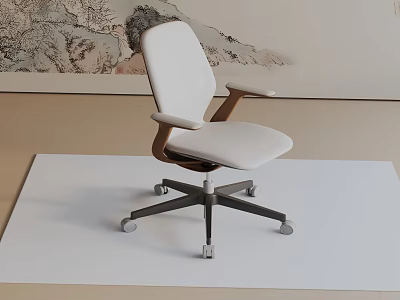 Ergonomic White Office Chair With Modern Design Adjustable Armrests And Swivel Casters 3d model