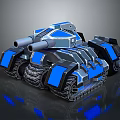 Futuristic Sci Fi Tank With Blue Silver Armor And Dual Cannons