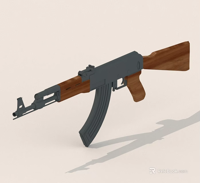AK47 Rifle Featuring Black Metal Body And Wooden Stock Design 3d model 