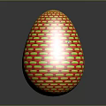 Colorful Woven Texture Egg with Red and Green Patterns on Gray Background