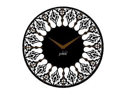 Decorative Josh Clock Featuring Intricate Black And Gold Openwork Floral Patterns 3d model