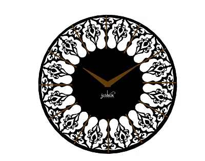 Decorative Josh Clock Featuring Intricate Black And Gold Openwork Floral Patterns 3d model
